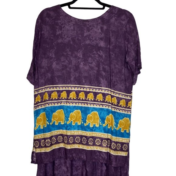 VTG Size M/L Purple Midi Length Skirt And Top Elephant Print Skirt Set - Picture 2 of 7
